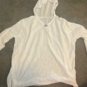 white linen hooded long sleeve